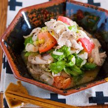 超特急おかず♪『豚しゃぶとレタスのネギ塩トマトだれ』