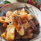 ちくわとお揚げとチリチリこんにゃくの照り照り焼き