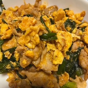 ひとみの作ってみた!投稿(【豚肉とニラ卵の甘辛丼】まさに天才的な味！！時短でランチにも)