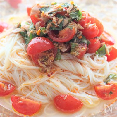トマトと大葉のさっぱりそうめん