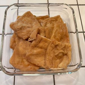 mi-koの作ってみた!投稿(お揚げの甘辛煮【いなり寿司やきつねそばに】)