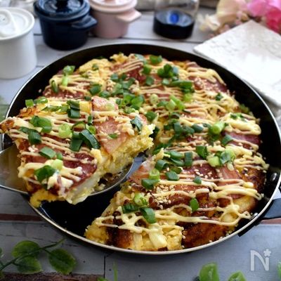 マヨぽんで~ふんわりふわふわキャベツの長芋焼