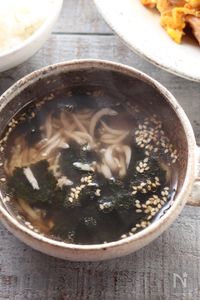 しらすと海苔の韓国風スープ☆包丁いらず