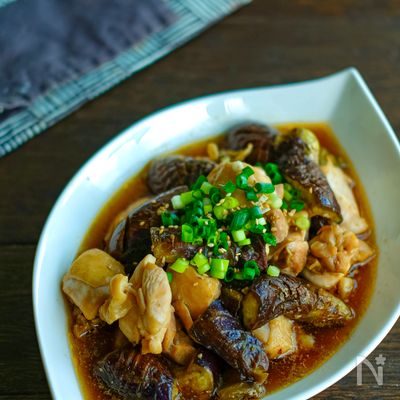 味付けは焼肉のたれと塩のみ！レンジでなすと鶏肉のスタミナ煮