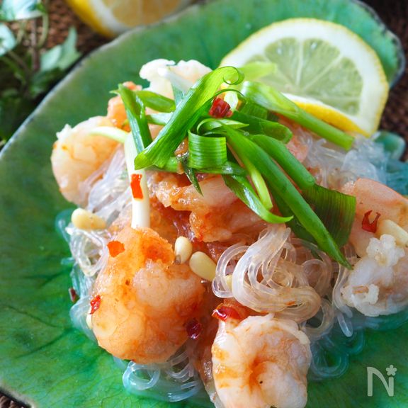 レンチンやみつき春雨とエビのエスニック〜小さなエビがぷりぷり