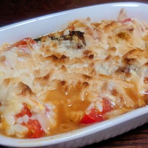 オレンジの作ってみた!投稿(サバ缶とトマトのマヨチーズ焼き【#乗せて焼くだけ】)