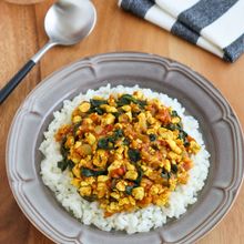 ヘルシー♡豆腐とほうれん草のキーマカレー【お肉なし！】