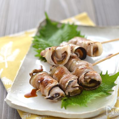 なすの梅肉豚串焼き
