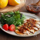 鶏むね肉のレンジ蒸し・粗おろしレモン生姜ソース