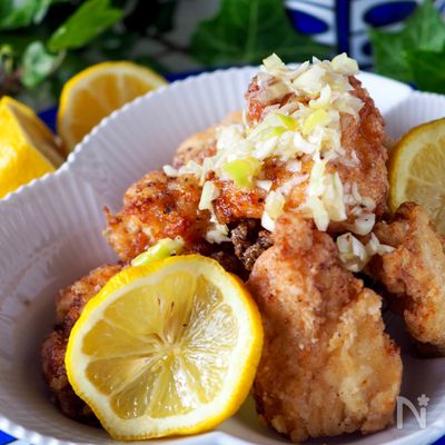 ねぎ塩レモンから揚げ！簡単すぎる電子レンジのねぎ塩レモンだれ