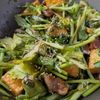 【砂肝厚揚げと春菊のピリ辛照り焼き】節約/爆食いの工程4