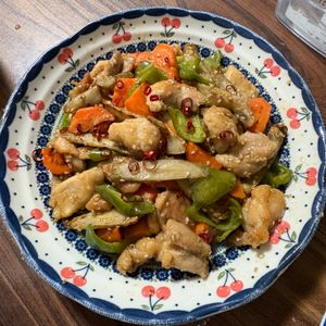 ぽんえりの作ってみた!投稿(行列の定食屋さんの🍚とろとろ甘酢の甘辛鶏ごぼう定食🤩)