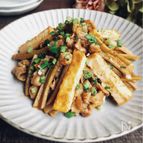 豚コマ肉と厚揚げとごぼうのスタミナ炒め