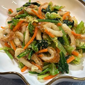 楽ラク手抜キッチン🐶🐾の作ってみた!投稿(手軽にあと一品♩彩り野菜とちくわのごま和え)