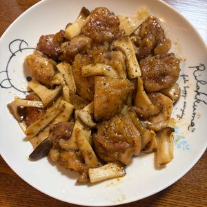 まさの作ってみた!投稿(鶏肉とエリンギのマスタードぽん酢炒め)
