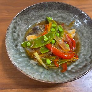 こむぎの作ってみた!投稿(めんつゆで作る！たらのたっぷり野菜甘酢あんかけ)