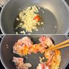 【豚肉ニラの辛ラーメン】にんにく香る♪やみつき旨辛！の工程1