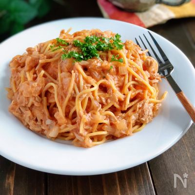 レンジで簡単♪ツナとトマトの濃厚パスタ