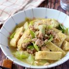 汁まで飲み干しちゃう♡ツナと油揚げの長ネギ煮浸し