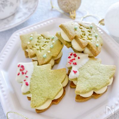 絶品!米粉の抹茶ガナッシュサンド♡(生クリーム/バターなし)