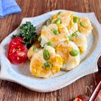 枝豆×コーン【ふわふわはんぺん焼き】白だしで旨みアップ♪