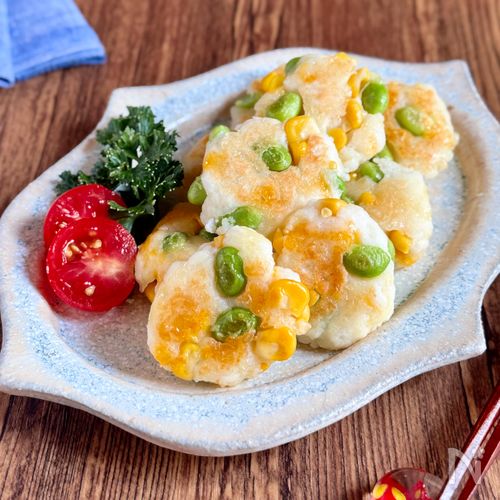 枝豆×コーン【ふわふわはんぺん焼き】白だしで旨みアップ♪