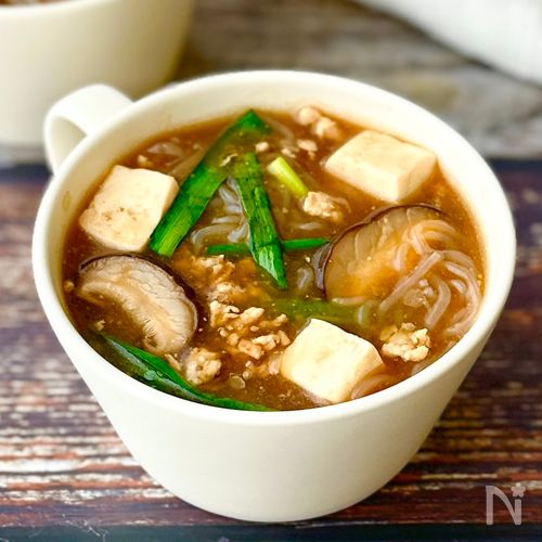 【麻婆しらたきスープ】しらたきでヘルシー♪