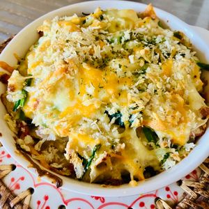 ma_miiの作ってみた!投稿(【里芋とほうれん草のグラタン】小麦粉不要♪レンジで簡単絶品)
