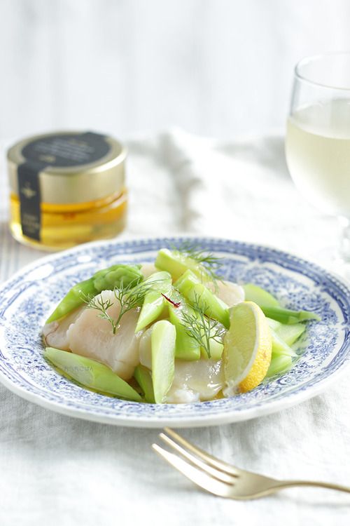 ホタテとアスパラのカルパッチョ サフランハニーソース | レシピサイト