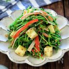 【豆苗とチーかまのおかか和え】5分で完成
