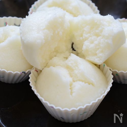 かるかん風【米粉の牛乳蒸しパン】卵不要!簡単でふんわり美味♡