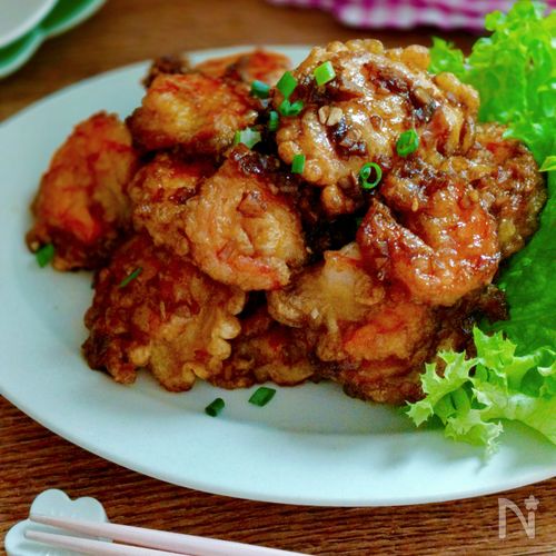 やみつき!ご飯すすむ♡海老天の甘辛だれ【揚げない・ごちそう】