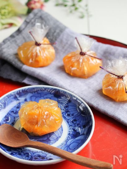 かんたんおやつ・干しあんずの茶巾寒天