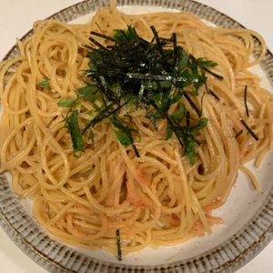 ぐ〜たら子の作ってみた!投稿(これが究極比！白だし香る♪【明太子と大葉のパスタ】)