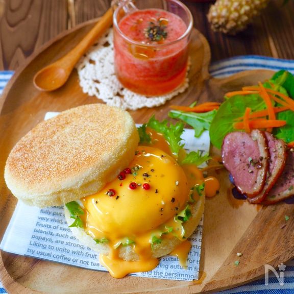 レンジで簡単‼️エッグベネディクト