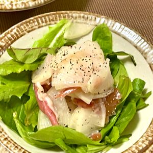 michuの作ってみた!投稿(火を使わず簡単！おつまみ生ハムと大根のサラダ)