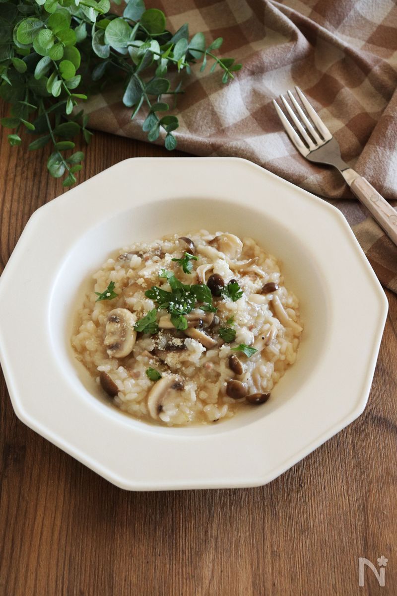キノコと鶏肉のリゾット レシピ
