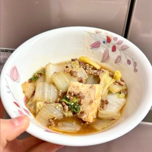 ケの作ってみた!投稿(厚揚げとトロトロ白菜の☆中華風そぼろあんかけ)