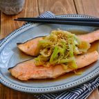 レンチンで＊甘塩鮭のネギぽん蒸し＊