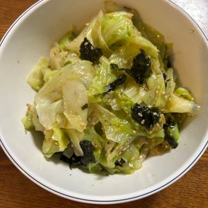 まさの作ってみた!投稿(包丁不要！【旨だれキャベツと海苔のナムル】抱えて食べたい♪)