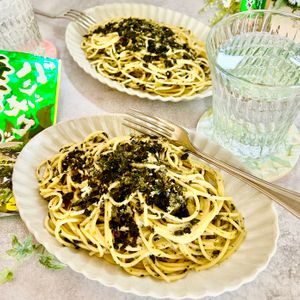 のりのり🐾🎀🤍の作ってみた!投稿(混ぜるだけで絶品！海苔まみれクリームパスタ)