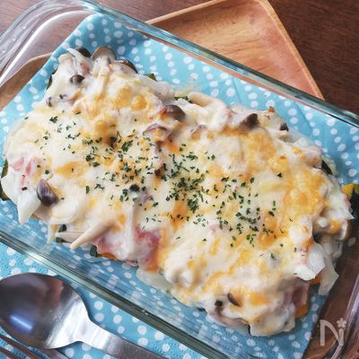 フライパンで簡単ホワイトソース☆かぼちゃのグラタン