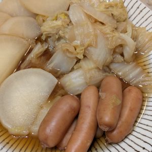 らいおんくんの作ってみた!投稿(白菜消費✨白菜とかぶとウインナーの和風とろとろ煮)