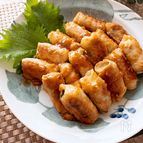 ねぎも甘くてめちゃ旨♡豚ロースのネギしそ巻きにんにく味噌だれ