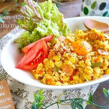 フライパンで作る♪カレーピラフ（チョリソー入り）