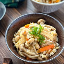 【子どももよろこぶ♡】大豆ときのこの炊き込みご飯