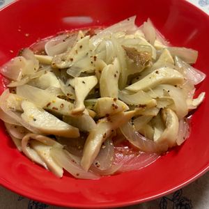 チョビの助の作ってみた!投稿(玉ねぎとエリンギの粒マスタード入り焼きマリネ)