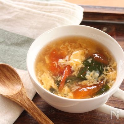 トマトと青梗菜の中華風卵スープ