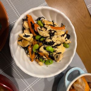 きりみちゃんの作ってみた!投稿(【豆腐とひじきの炒め煮】ご飯と合う!ほっこり和食副菜♪)