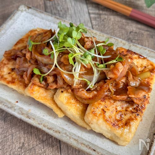 コスパ最強♩生姜焼きのせ豆腐ステーキ
